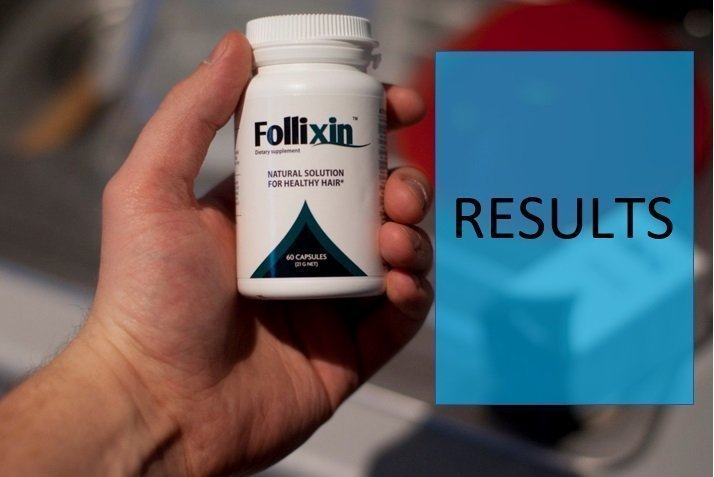 Hand holding Follixin bottle next the the word Results