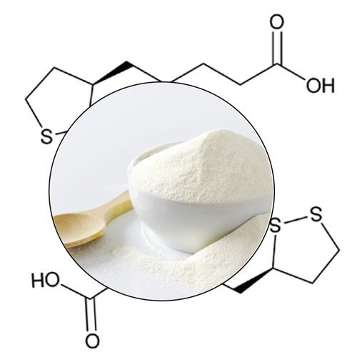 Alpha Lipoic Powder and Scientific Formula background